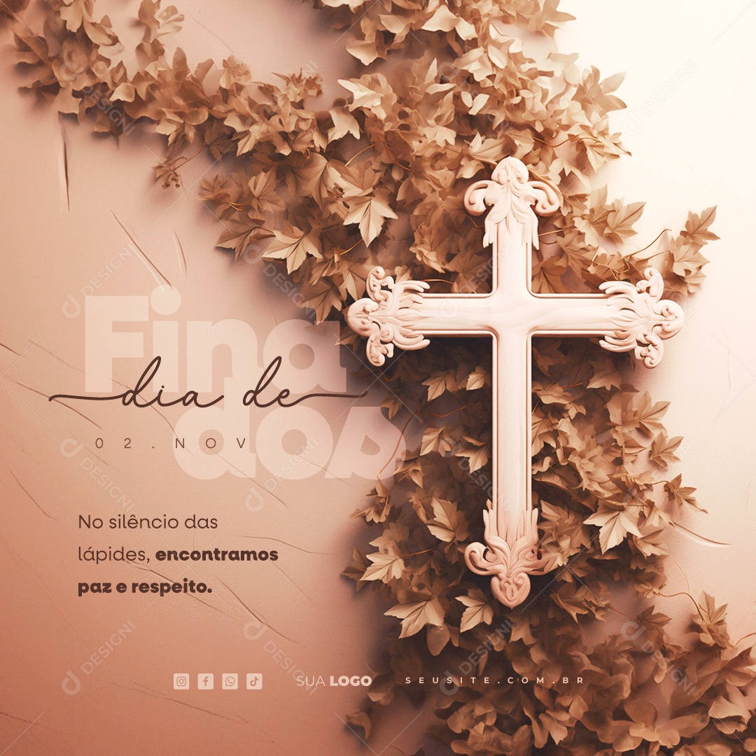 Dia de Finados No Silêncio das Lápides Encontramos Paz e Respeito Social Media PSD Editável