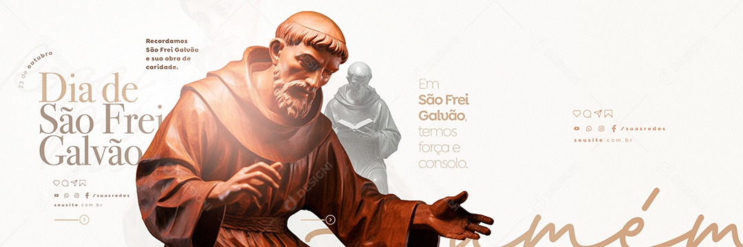 Carrossel Dia de São Frei Galvão Recordamos sua Obra de Caridade Social Media PSD Editável