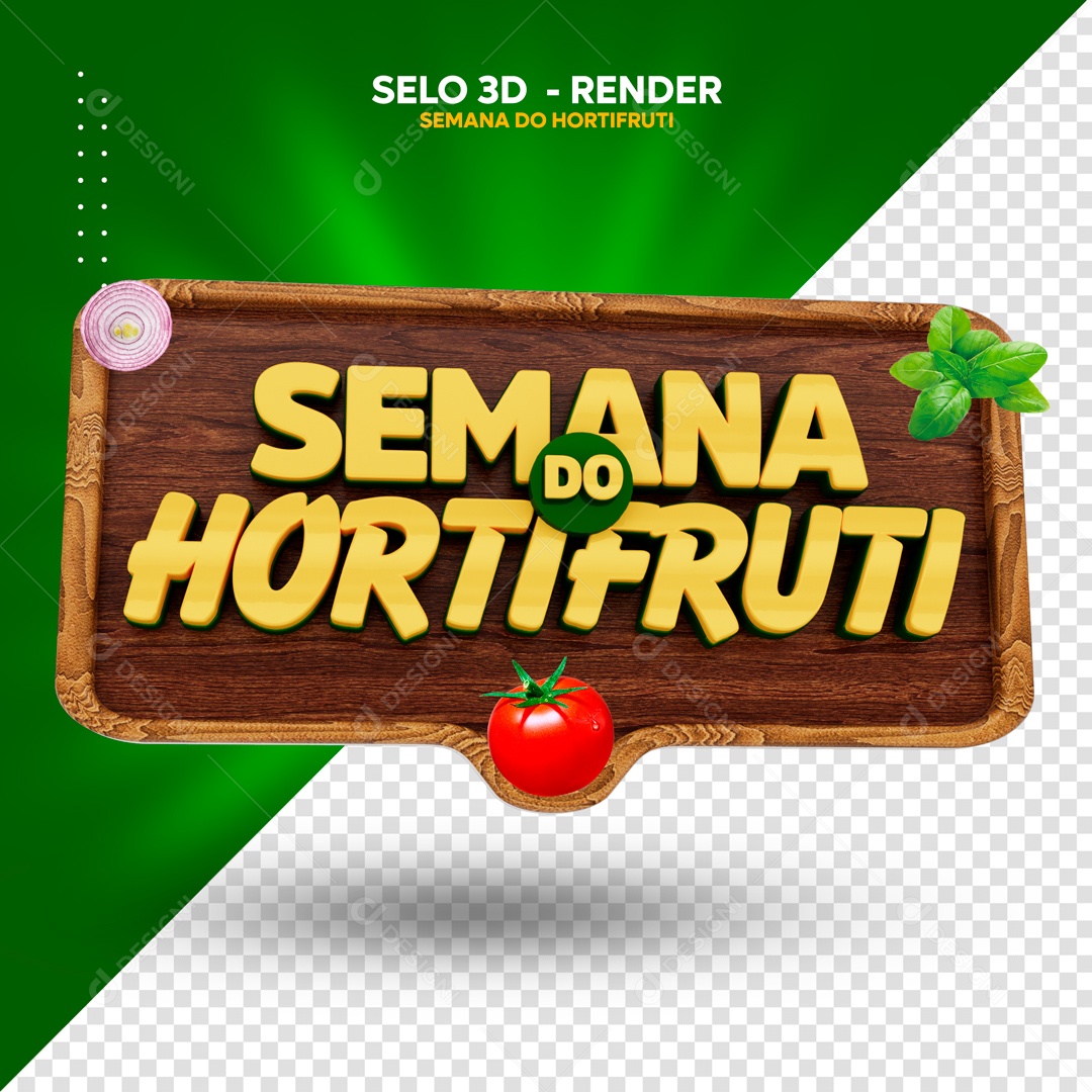 Selo 3D Semana Do Horti Fruti Para Composição PSD