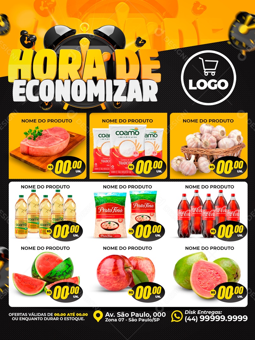 Encarte Hora de Economizar Alho Óleo Coamo Arroz Coca Cola Social Media  PSD Editável