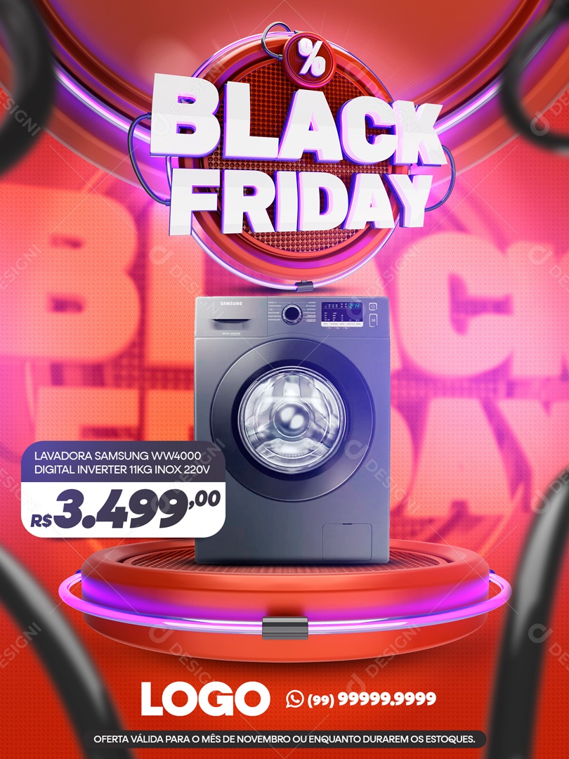 Black Friday Lavadora Samsung Social Media  PSD Editável