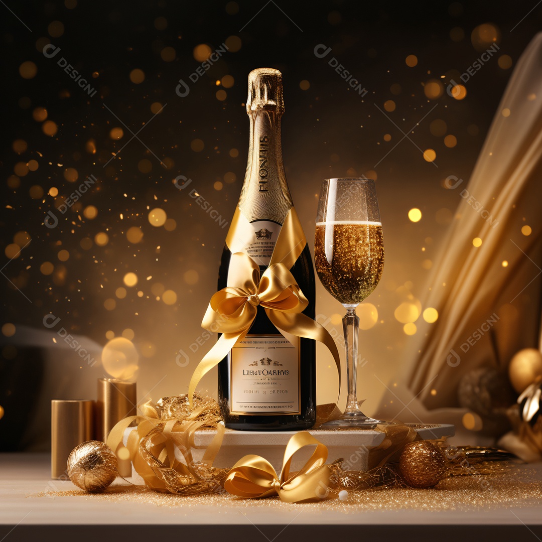 Garrafa de espumante imagem para composições Ano novo