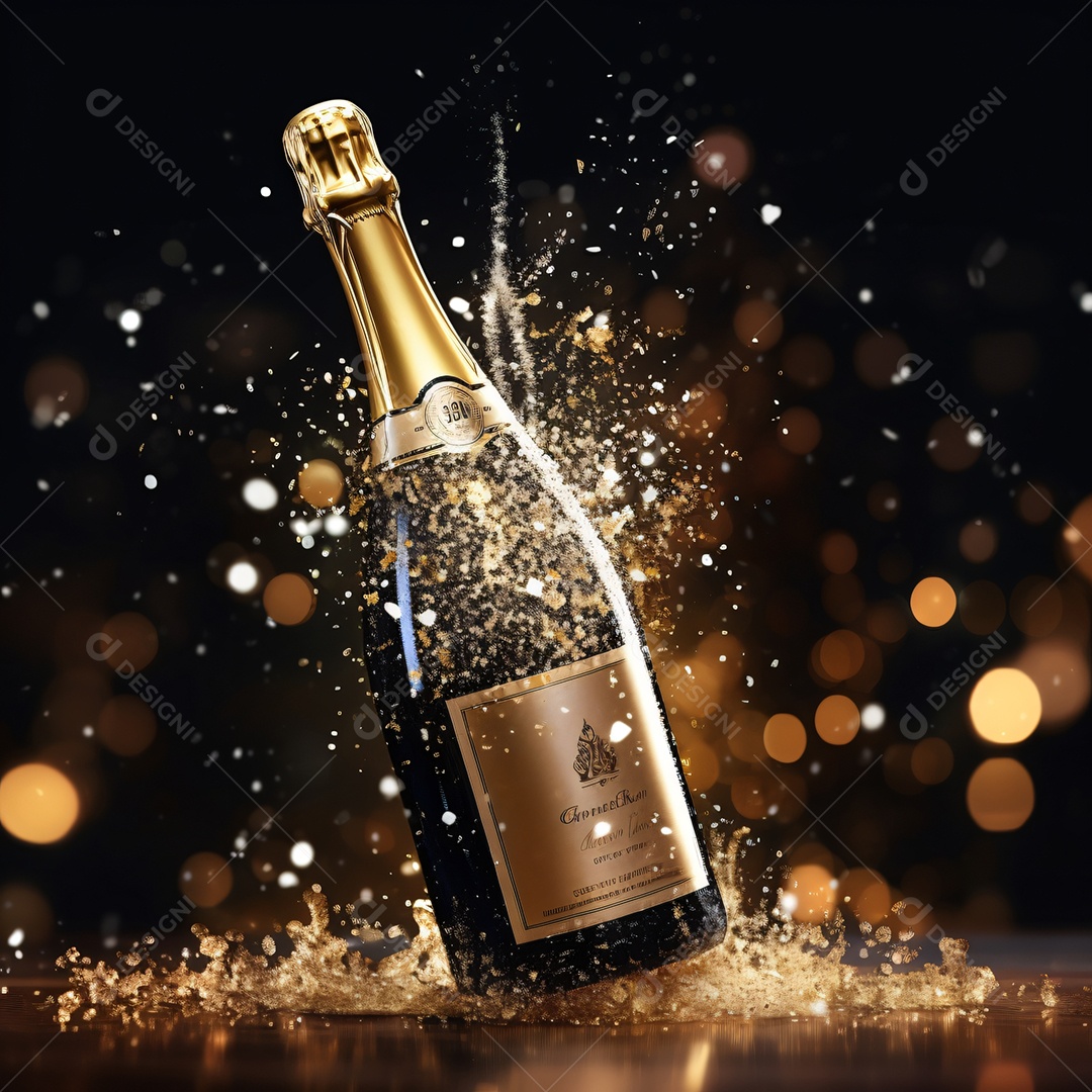 Garrafa de espumante imagem para composições Ano novo