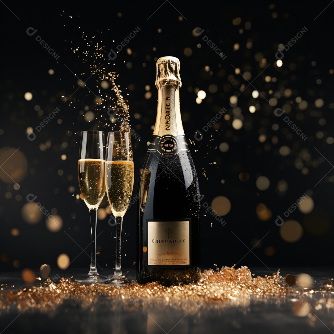 Garrafa de espumante imagem para composições Ano novo