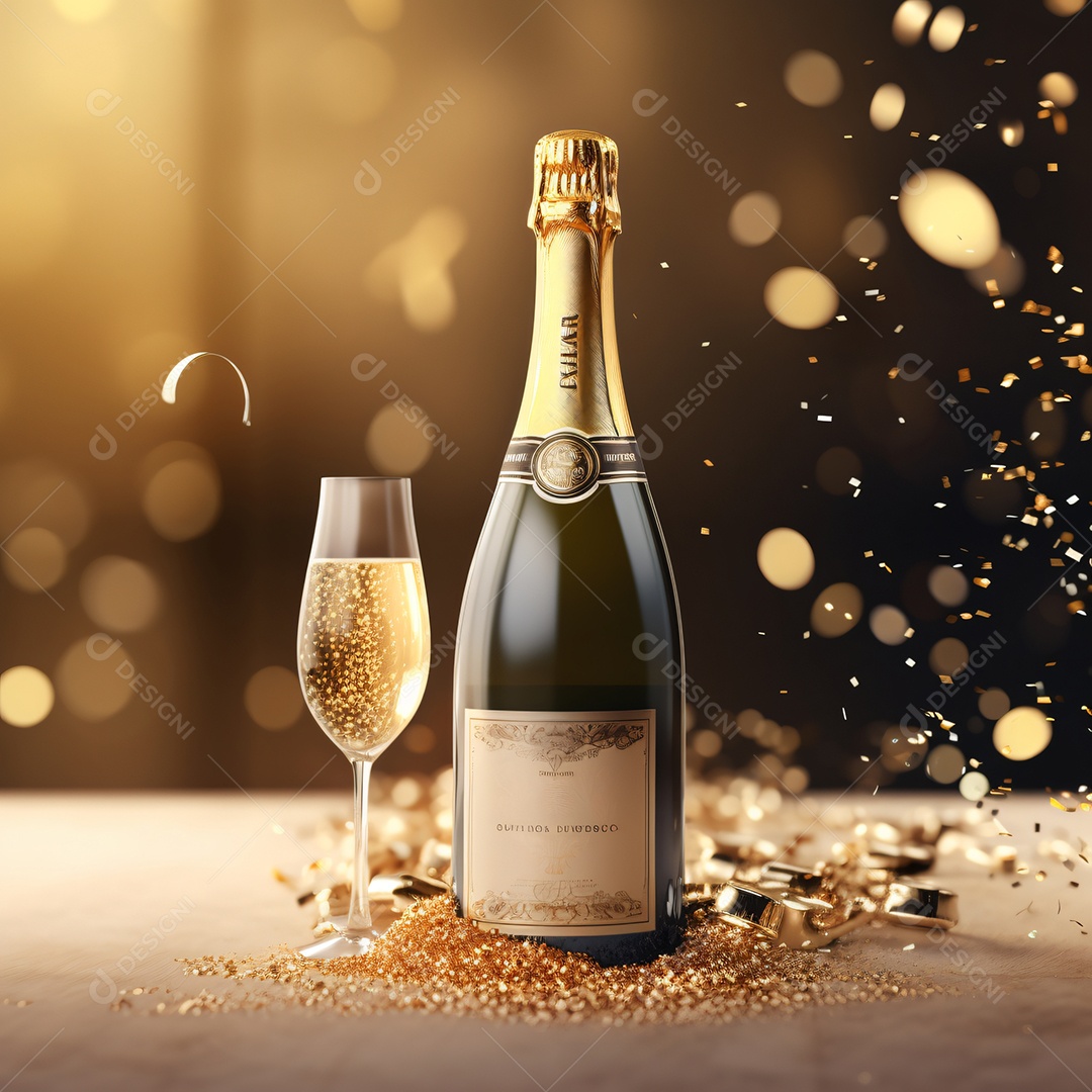 Garrafa de espumante imagem para composições Ano novo