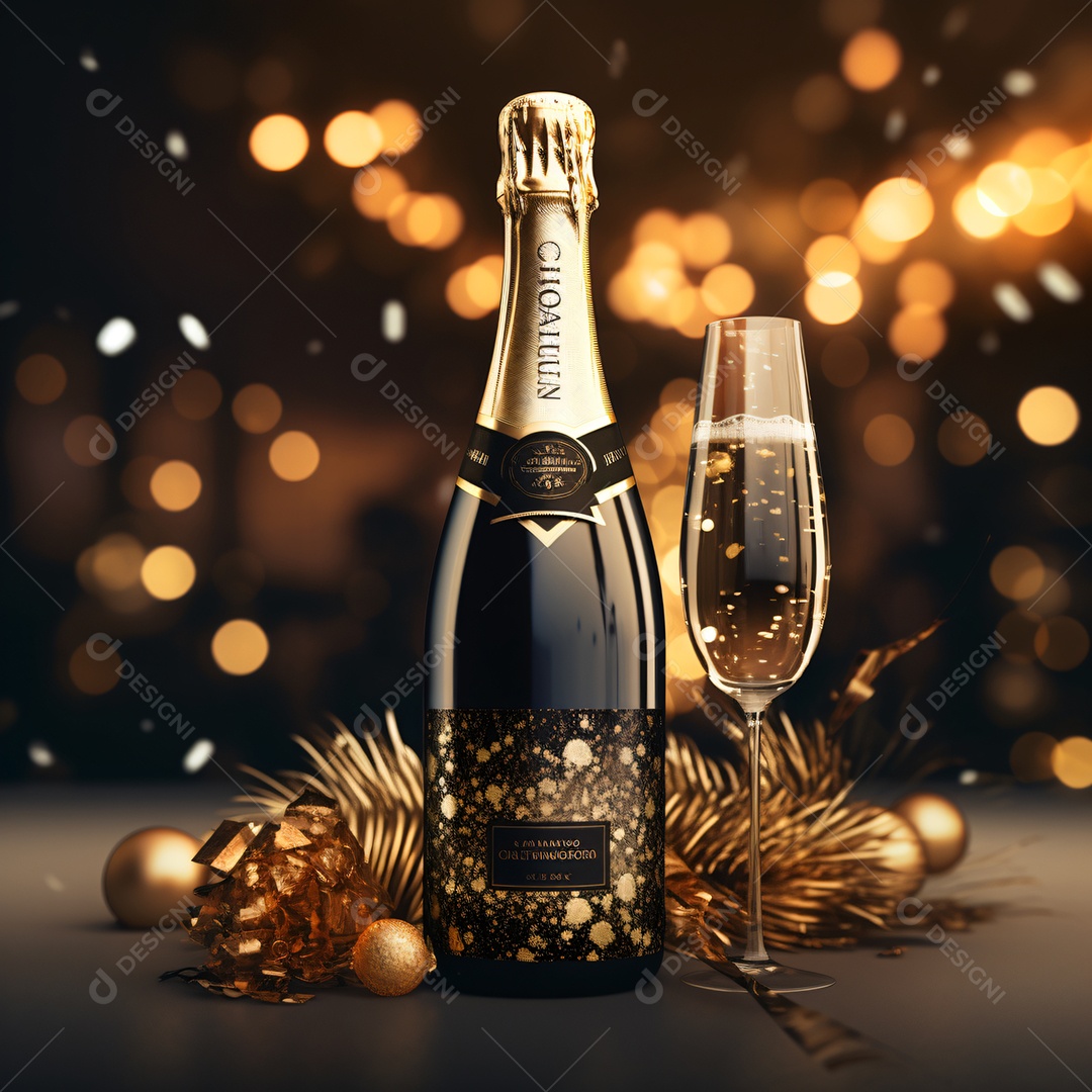 Garrafa de espumante imagem para composições Ano novo