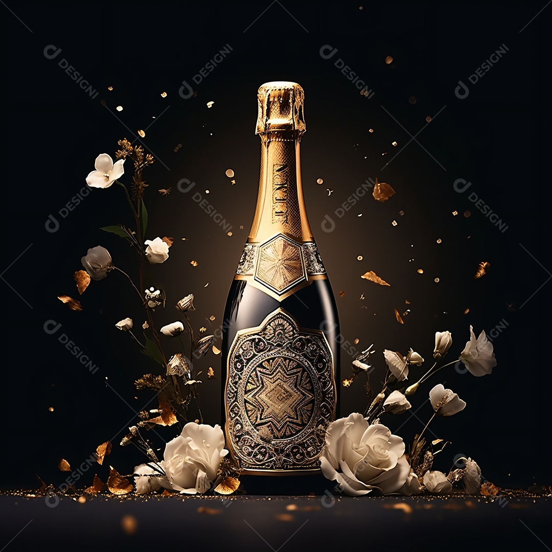 Garrafa de espumante imagem para composições Ano novo