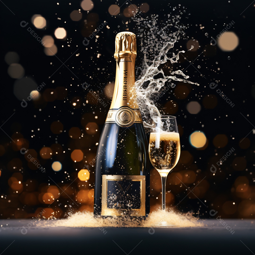Garrafa de espumante imagem para composições Ano novo