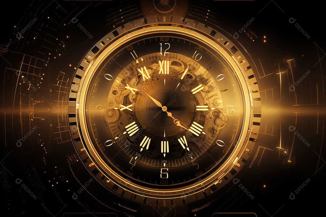 Relógio dourado imagem para composições Ano novo