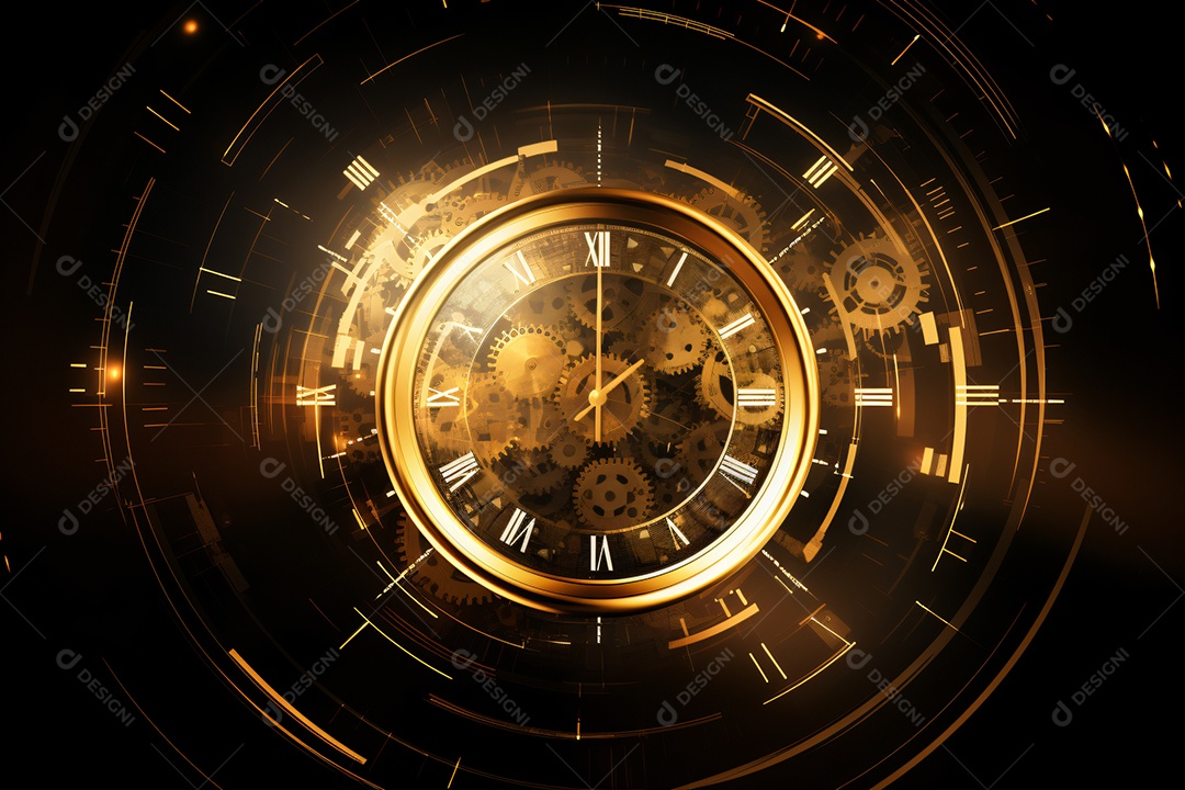 Relógio dourado imagem para composições Ano novo