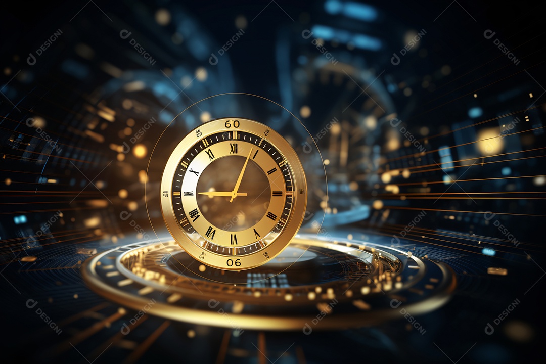 Relógio dourado imagem para composições Ano novo