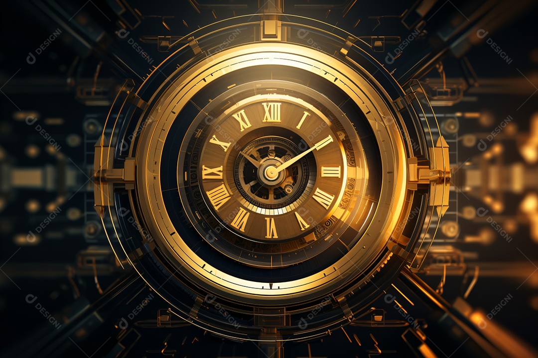 Relógio dourado imagem para composições Ano novo