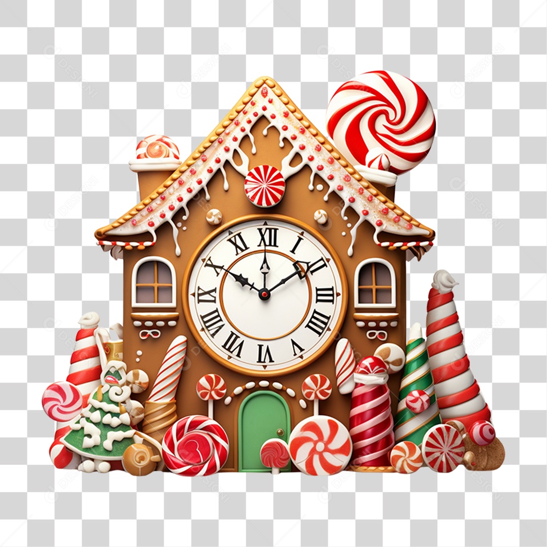 Relógio Com Decorações Natalinas PNG Transparente