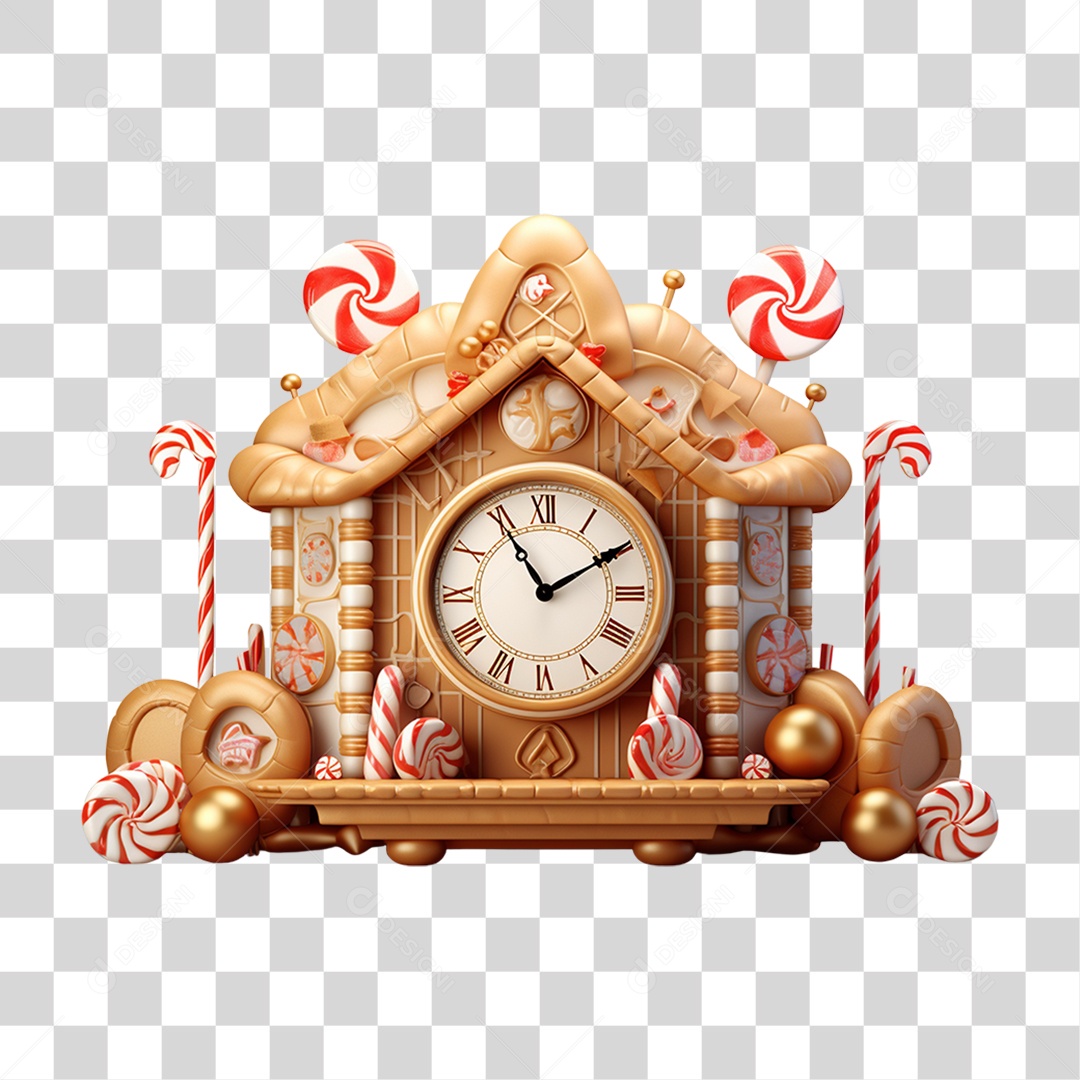 Relógio Com Decorações Natalinas PNG Transparente
