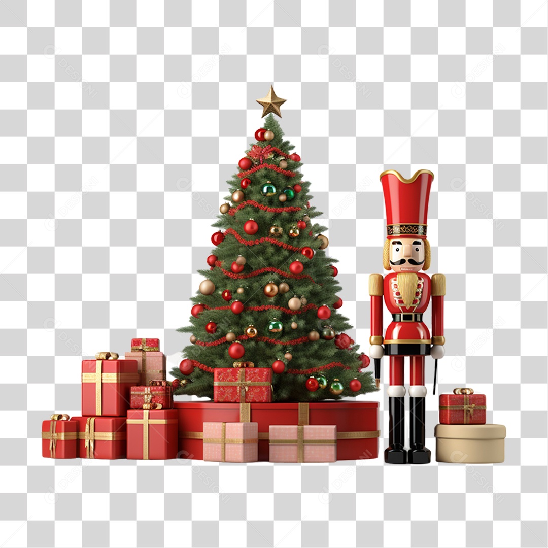 Árvore e Decorações Enfeites para o Natal PNG Transparente