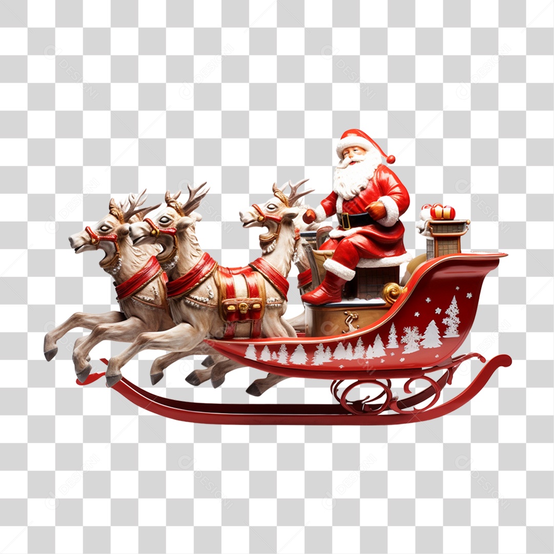 Treno do Papai Noel PNG Transparente