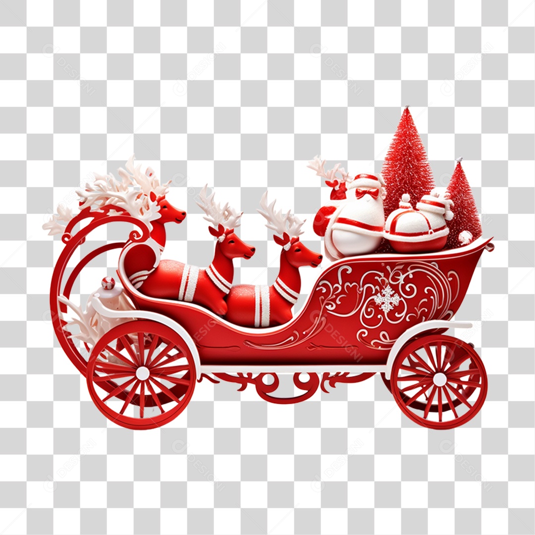 Treno do Papai Noel PNG Transparente