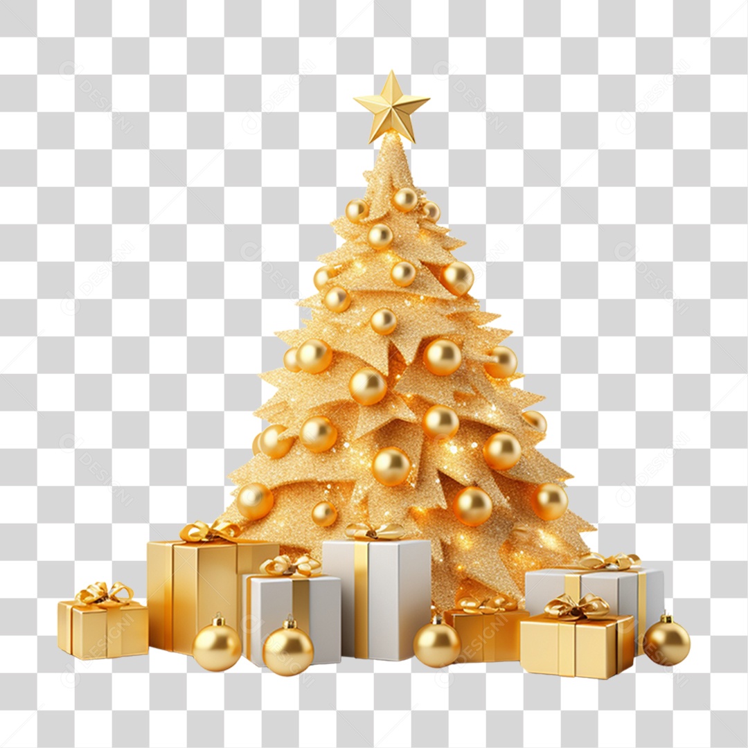 Árvore de Natal Com Enfeites e Presentes PNG Transparente