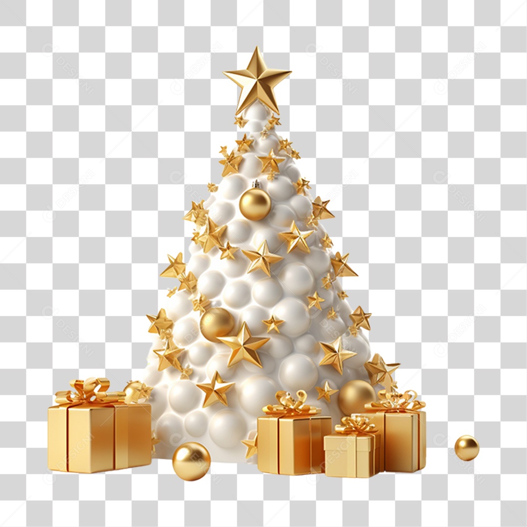 Árvore de Natal Com Enfeites e Presentes PNG Transparente