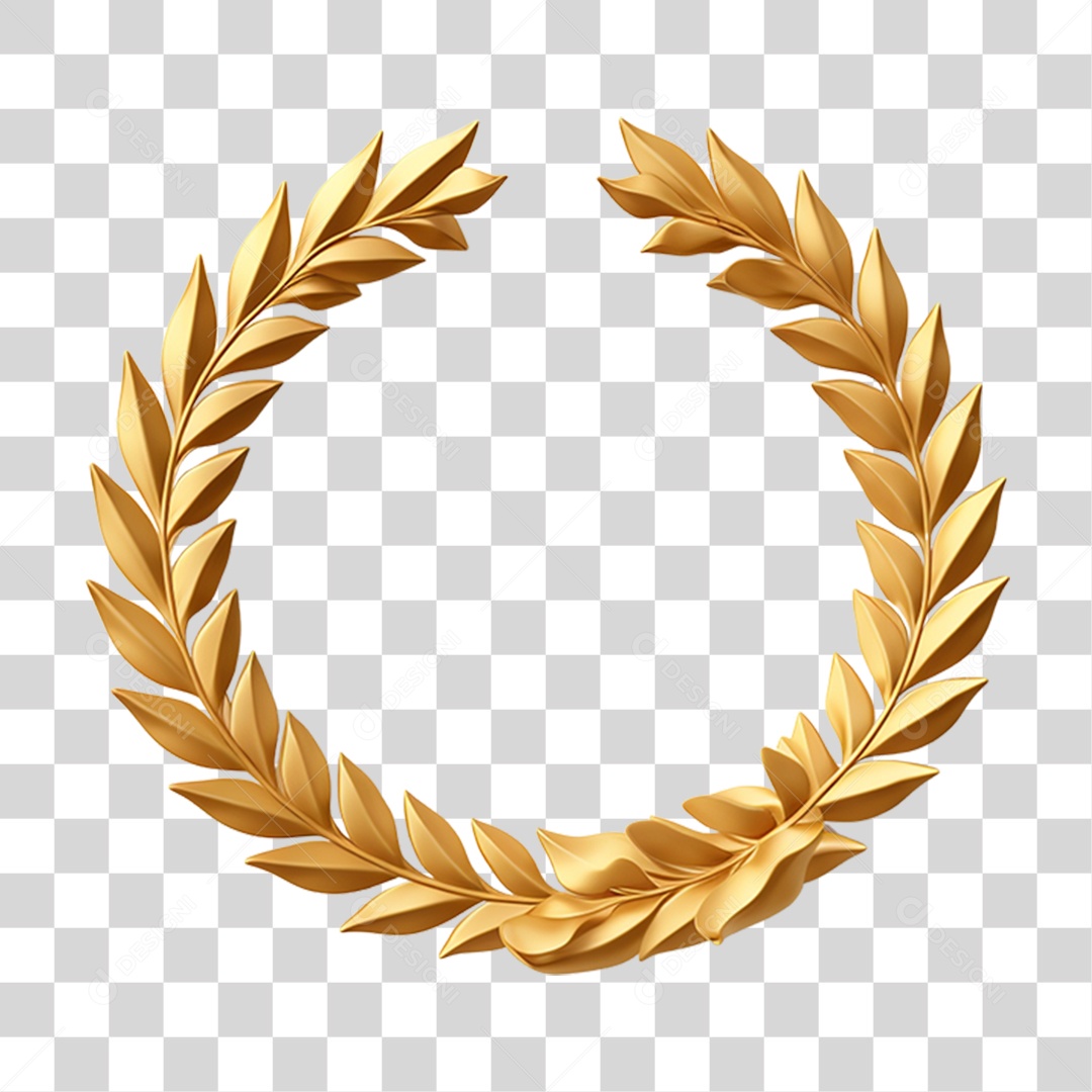 Coroa de Louros Dourados para o Natal PNG Transparente