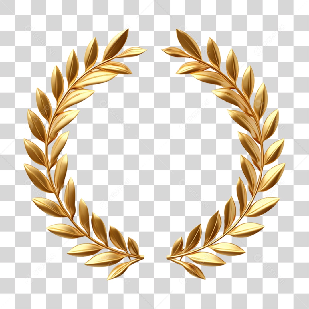 Coroa de Louros Dourados para o Natal PNG Transparente