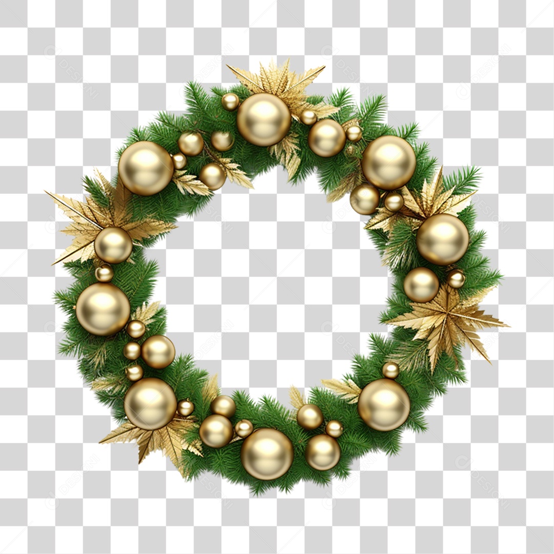 Coroa de Enfeites para o Natal PNG Transparente