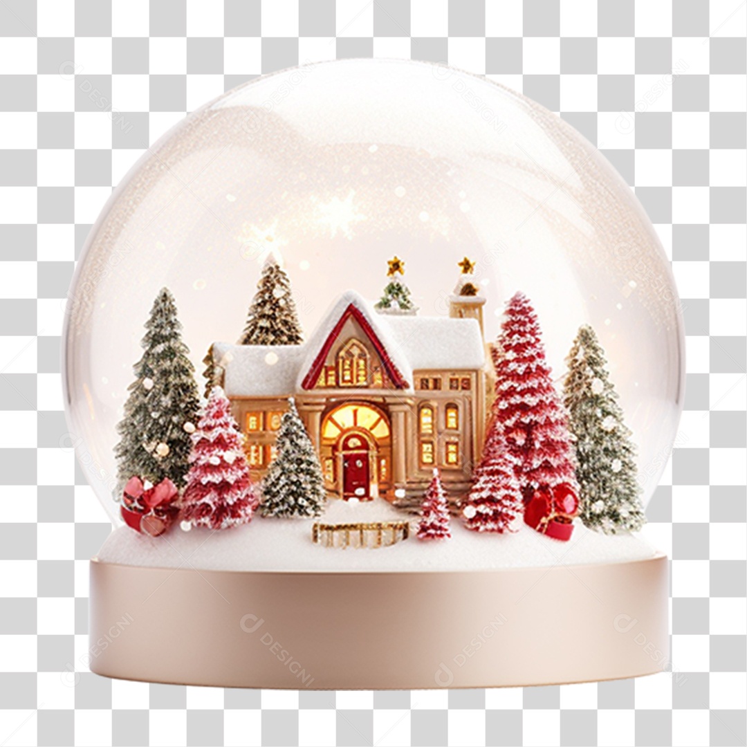 Globo de Neve Enfeite de Natal 3D PNG Transparente