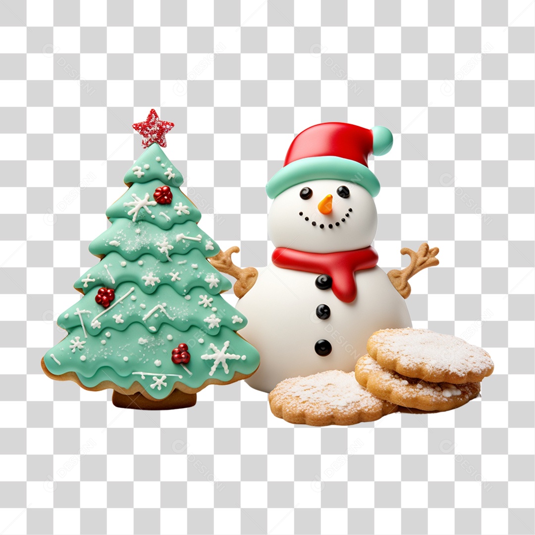 Enfeite Decorações Boneco e Biscoitos de Natal PNG Transparente