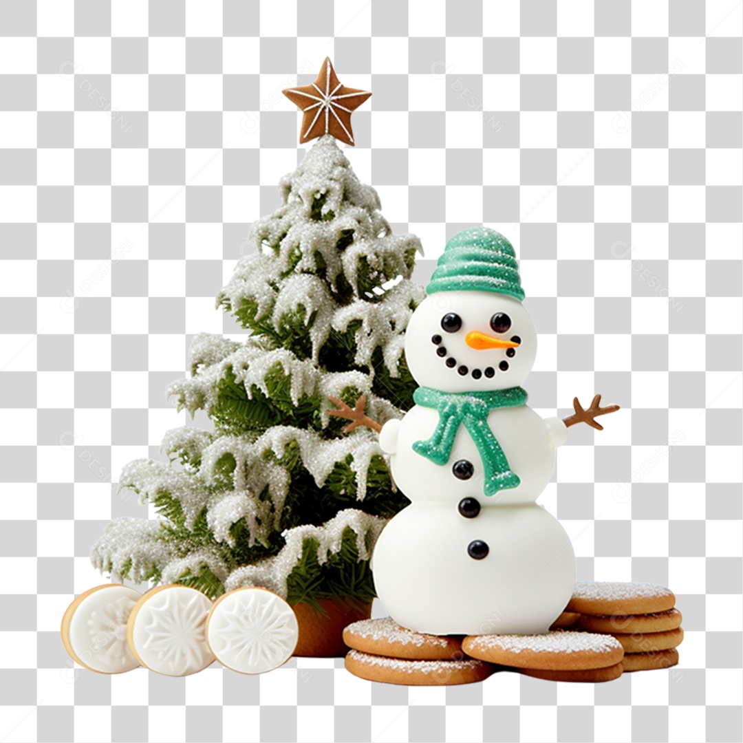 Enfeite Decorações Boneco e Biscoitos de Natal PNG Transparente