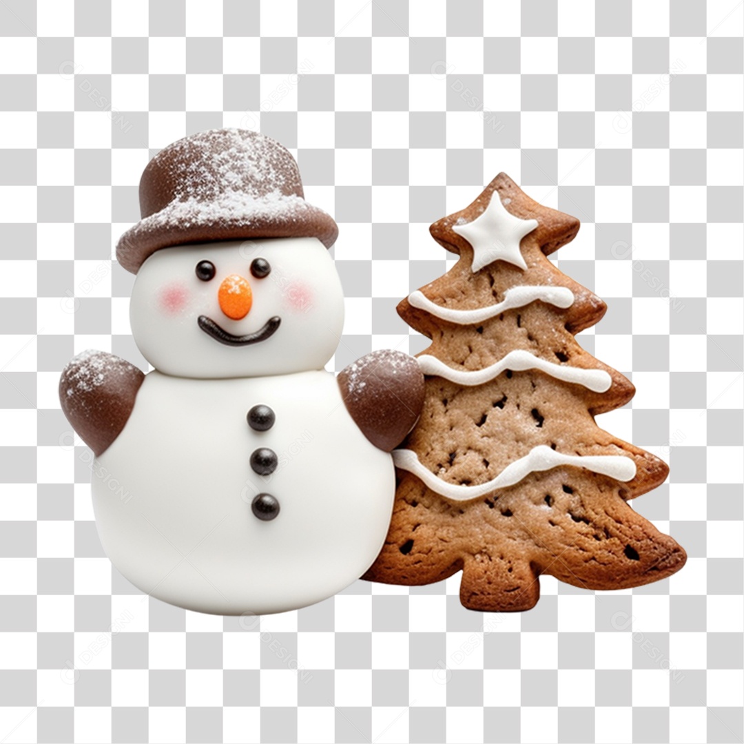 Enfeite Decorações Boneco e Biscoitos de Natal PNG Transparente