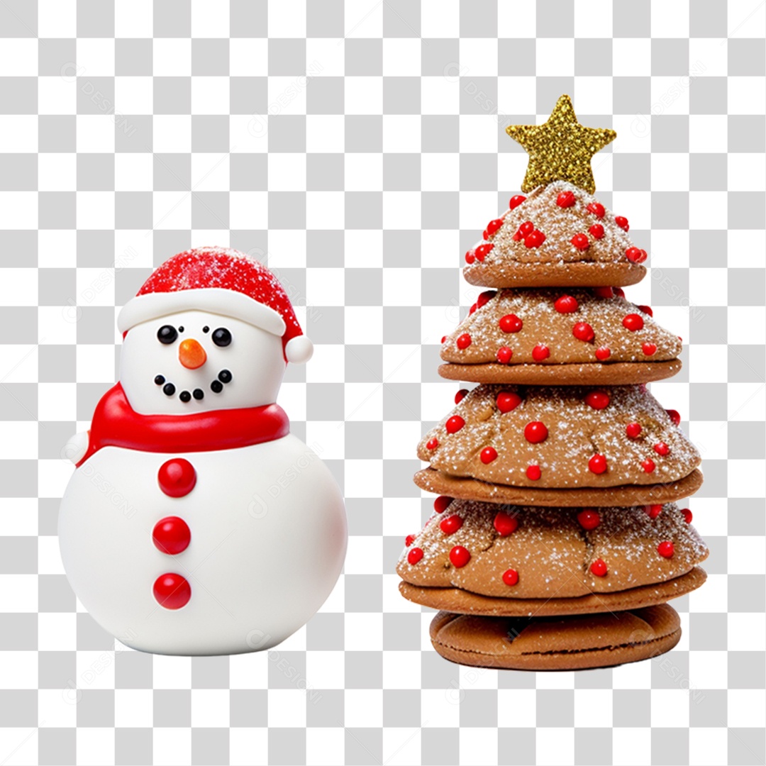 Enfeite Decorações Boneco e Biscoitos de Natal PNG Transparente