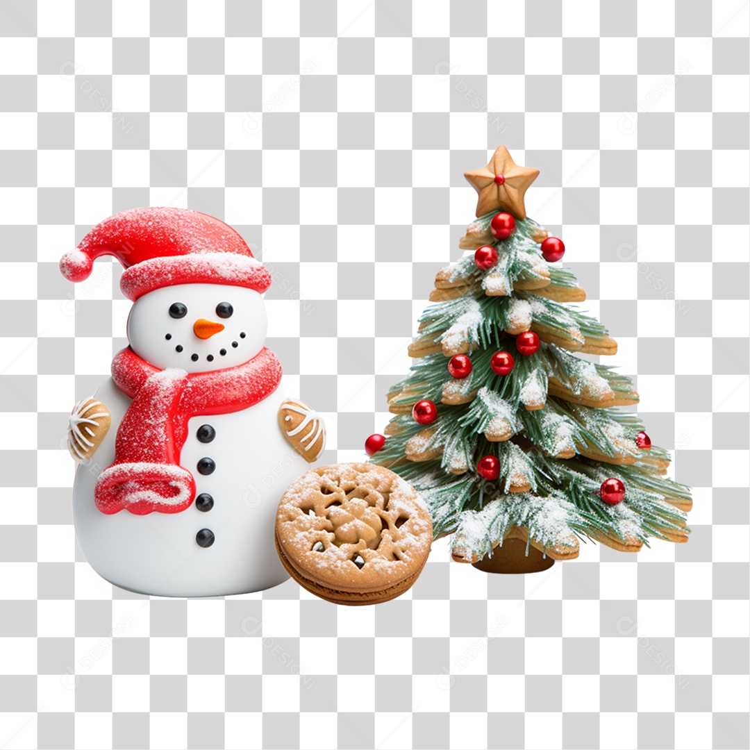 Enfeite Decorações Boneco e Biscoitos de Natal PNG Transparente