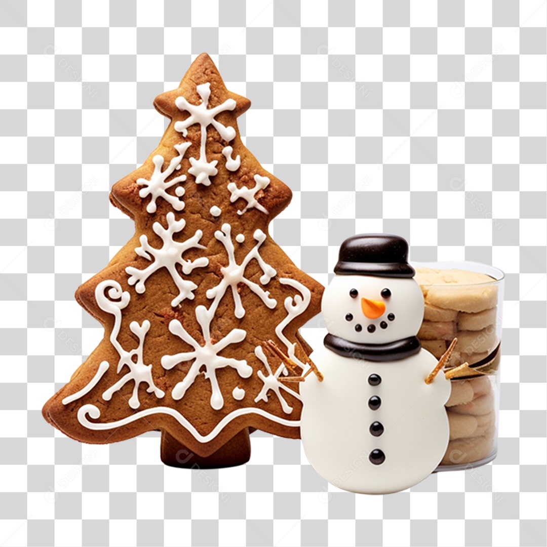 Enfeite Decorações Boneco e Biscoitos de Natal PNG Transparente