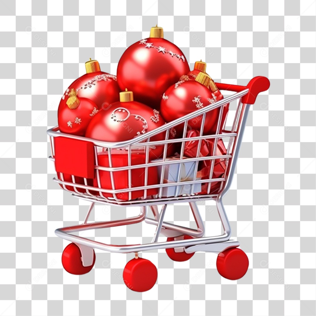 Transparent PNG Christmas Ornaments and Gifts Trolley