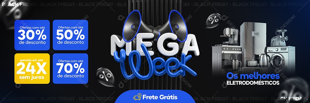Social Media Banner Mega Week Best Home Appliances PSD Editable