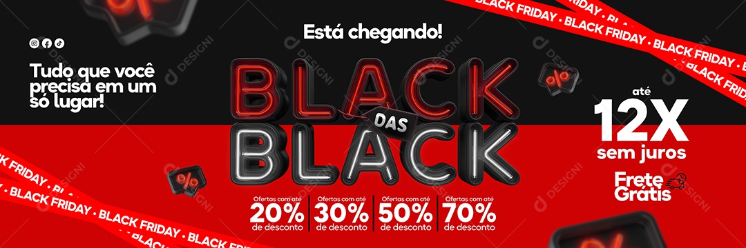 Social Media Banner Black Das Black Está Chegando PSD Editável