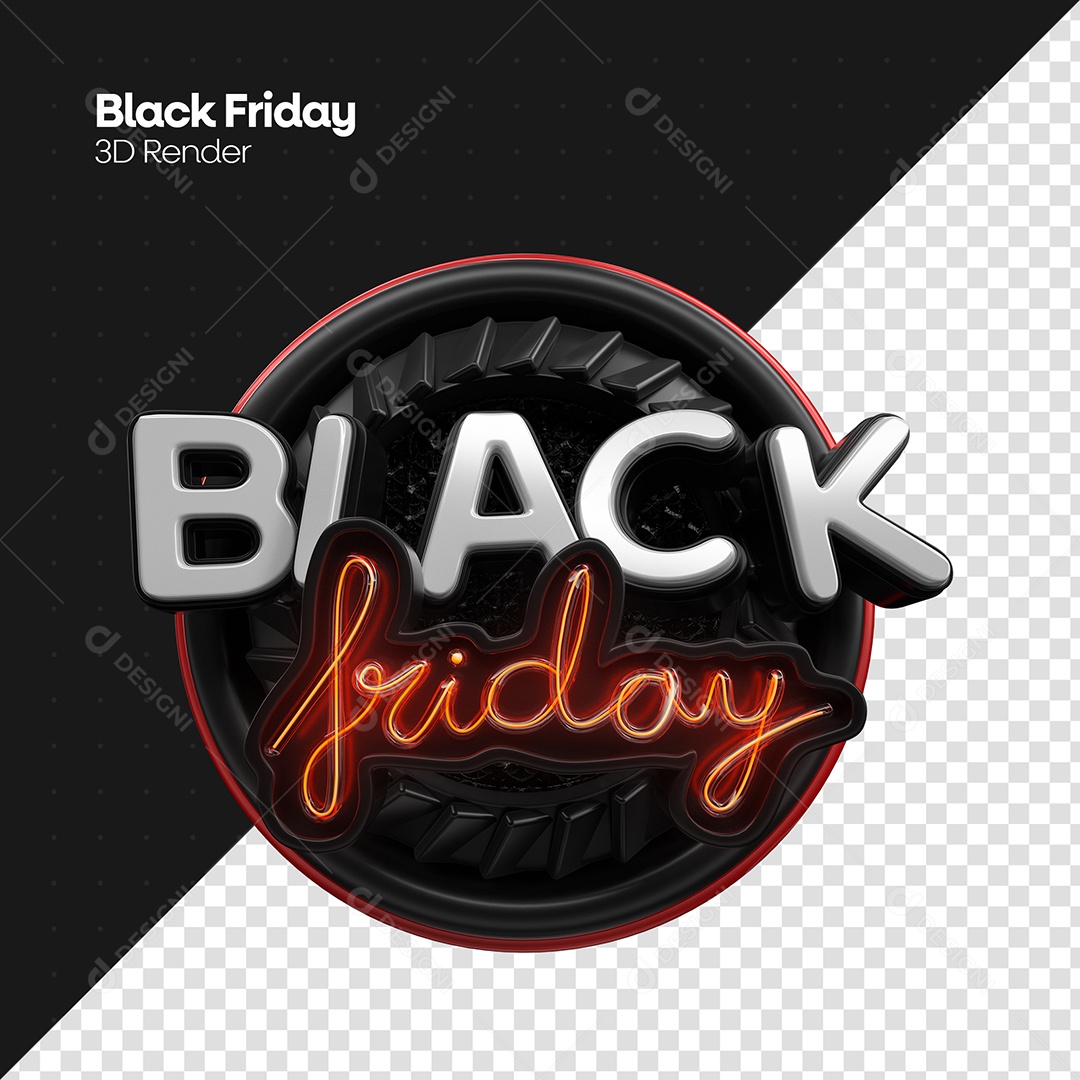 Black Friday Selo 3D Para Composição PSD