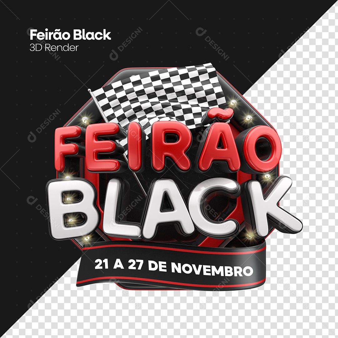 Selo 3D Feirão Black Para Composição PSD