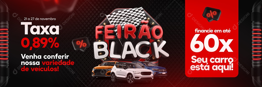 Social Media Banner Feirão Black Seu Carro Está Aqui PSD Editável