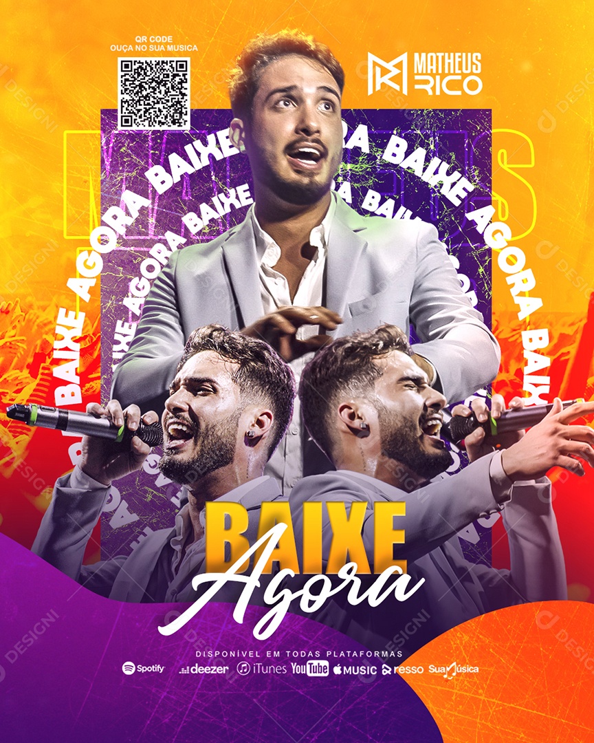 Social Media Flyer Matheus Rico Baixe Agora PSD Editável
