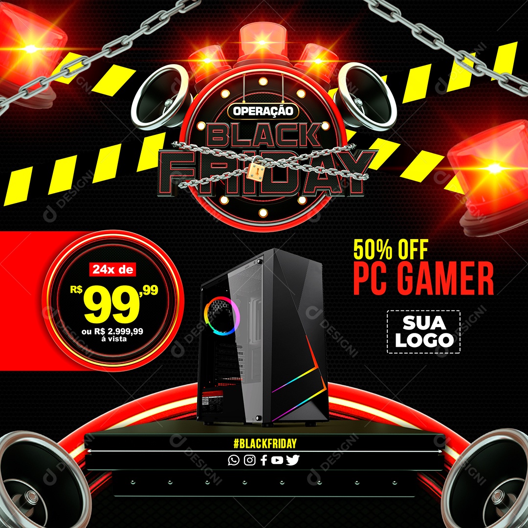 Black Friday PC Gamer Social Media PSD Editável