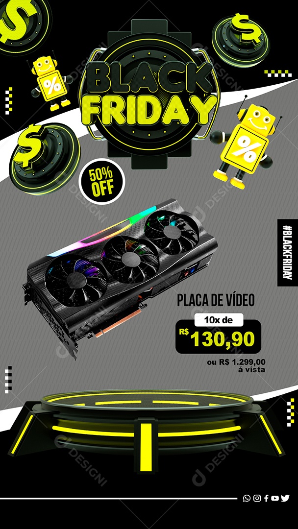 Story Black Friday Placa de Vídeo Social Media PSD Editável