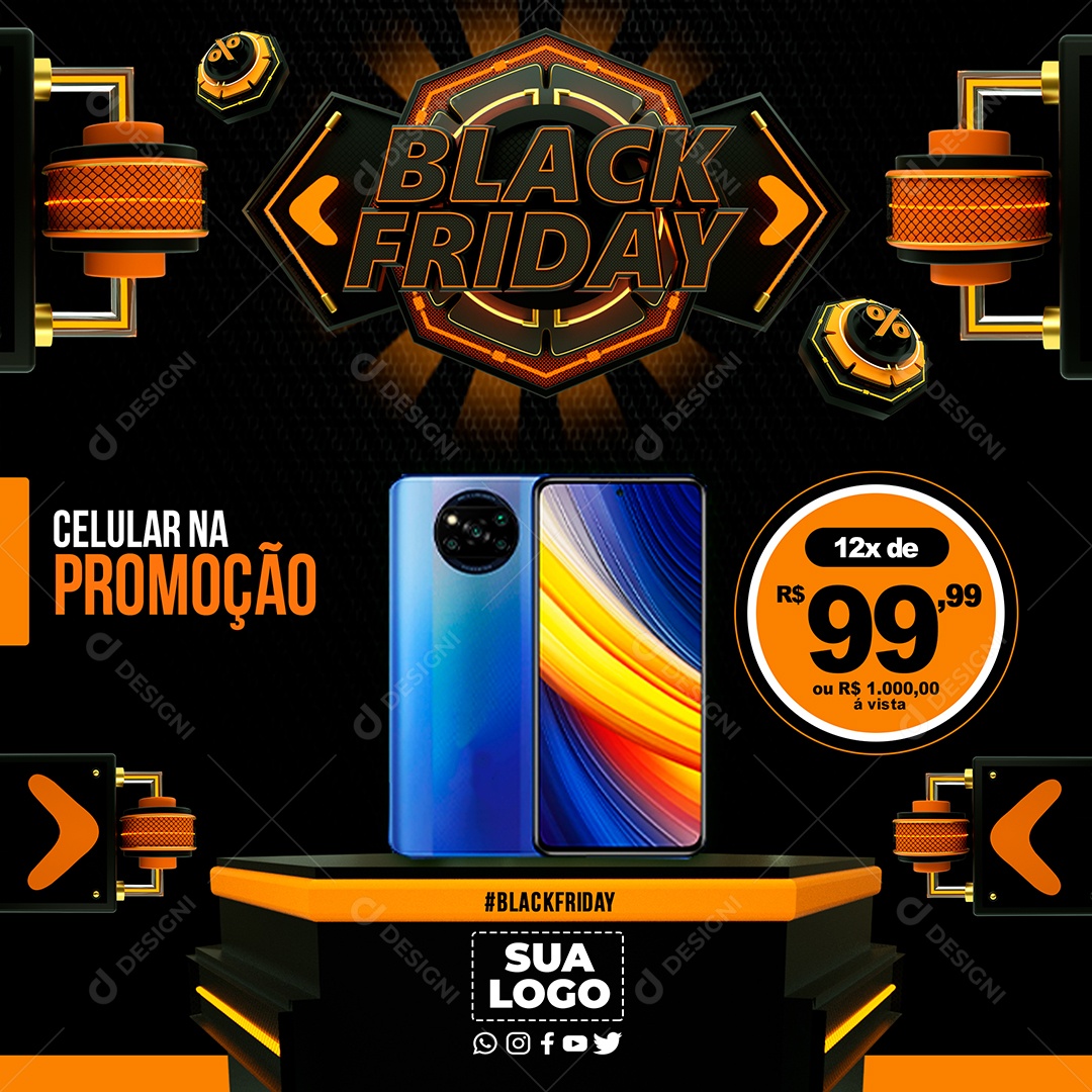 Black Friday Celular Promoção Social Media PSD Editável