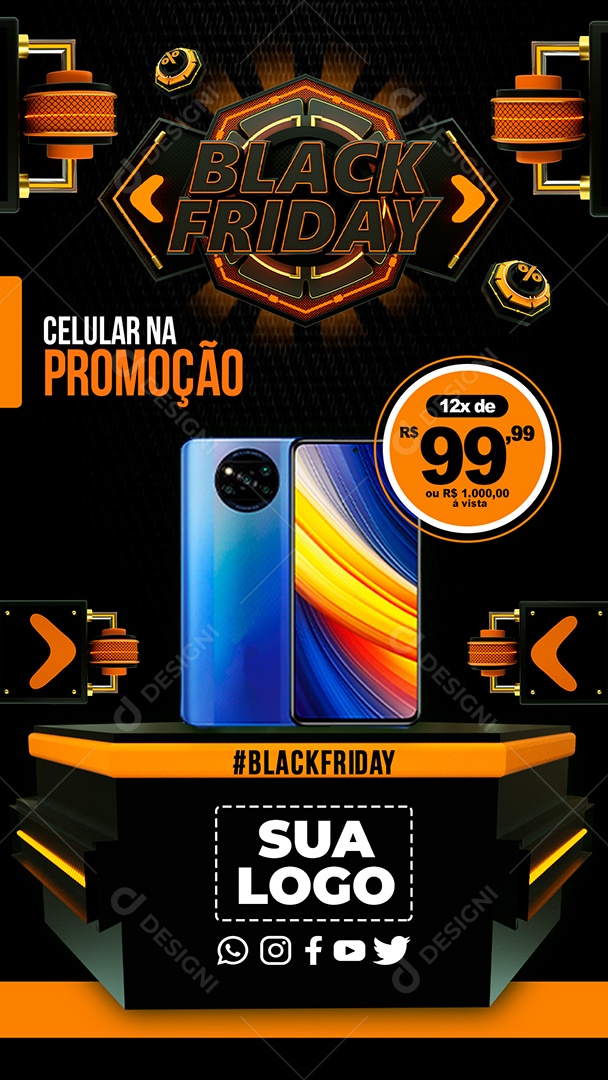 Story Black Friday Celular Promoção Social Media PSD Editável