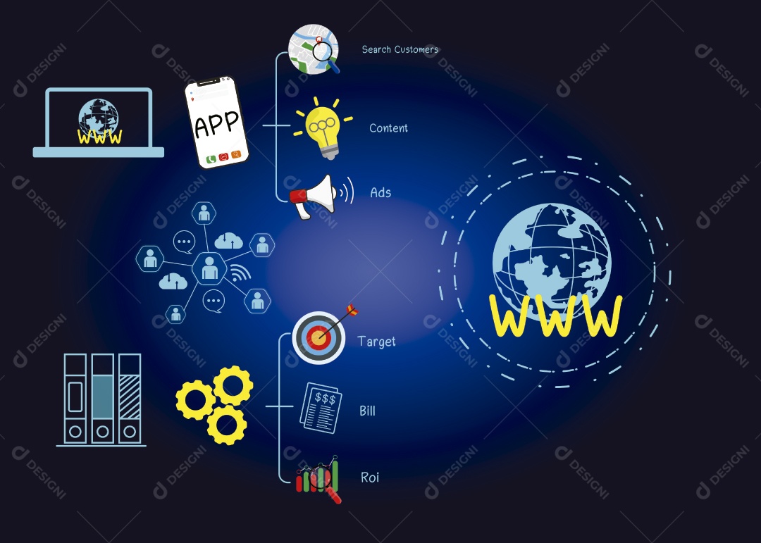 Conceito de Marketing Digital Ilustração Vetor EPS