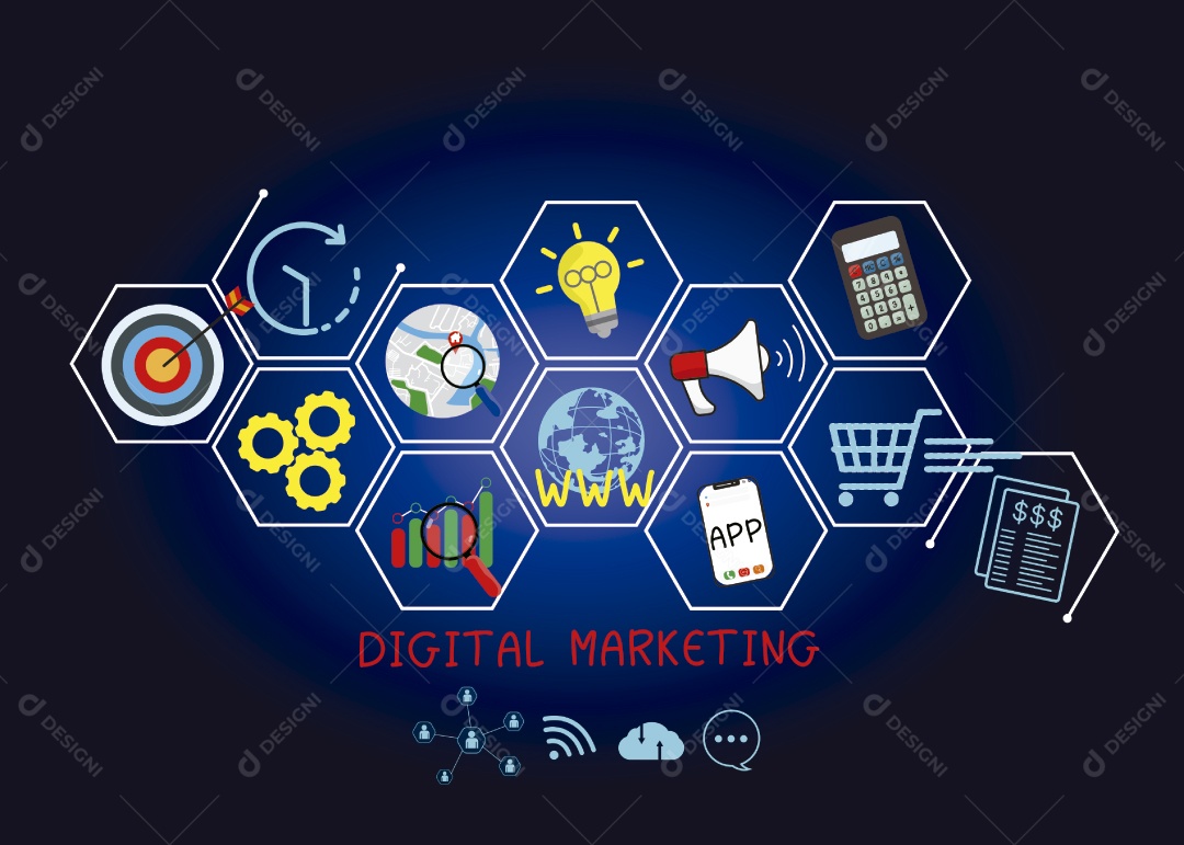 Conceito de Marketing Digital Ilustração Vetor EPS