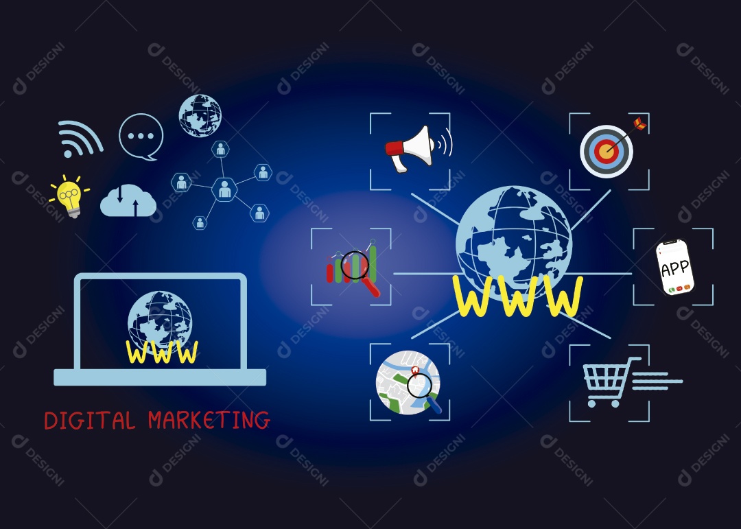 Conceito de Marketing Digital Ilustração Vetor EPS