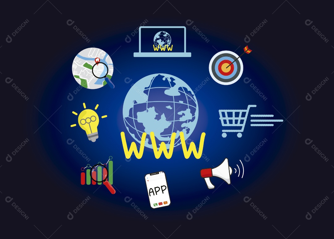 Conceito de Marketing Digital Ilustração Vetor EPS