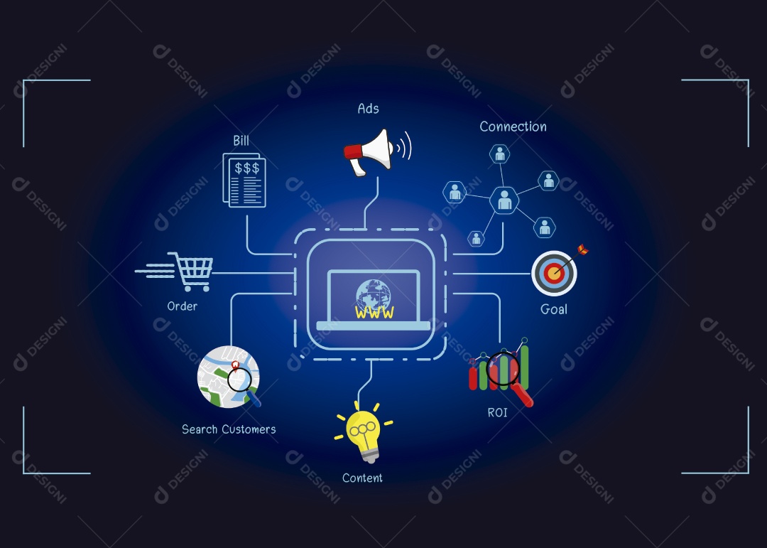 Conceito de Marketing Digital Ilustração Vetor EPS