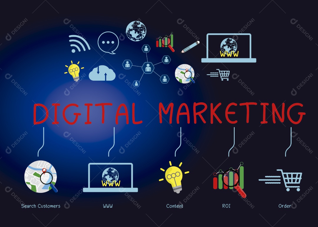 Conceito de Marketing Digital Ilustração Vetor EPS